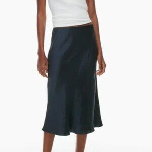 Aritzia Babaton Slip Satin Maxi Skirt in Dark Night Navy | Size 2